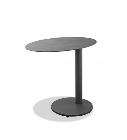 Table d'appoint d'extérieur ovale en aluminium gris de 20 po