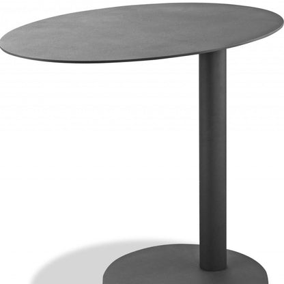 Table d'appoint d'extérieur ovale en aluminium gris de 20 po