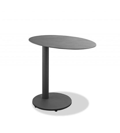 Table d'appoint d'extérieur ovale en aluminium gris de 20 po