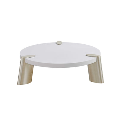 Table basse ronde en acier inoxydable blanc et doré de 40 po