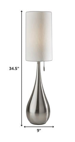 35" Brushed Steel Metal Teardrop Table Lamp