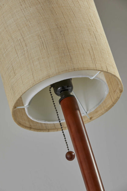 31" Walnut Solid Wood Standard Table Lamp With Beige Shade