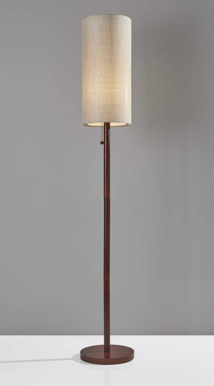 65" Solid Wood Traditional Shaped Floor Lamp With Beige Drum Shade