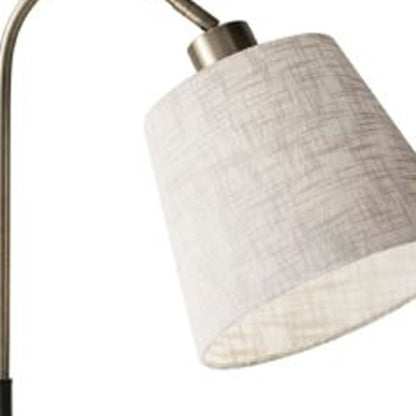 Lampe de bureau en métal brun naturel de 21 po avec abat-jour blanc