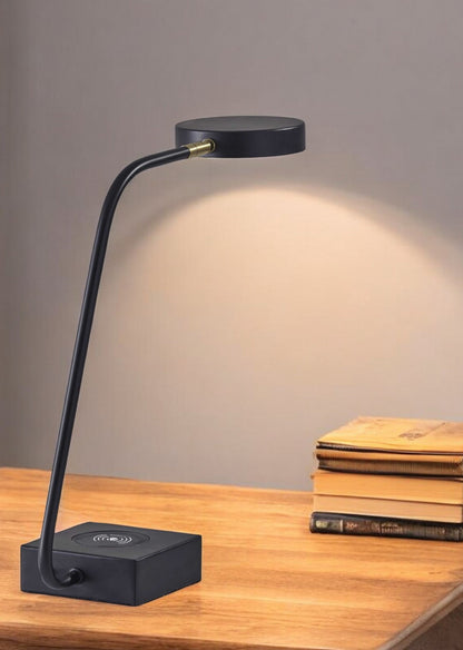 Lampe de bureau réglable à LED en métal noir avec disque amélioré