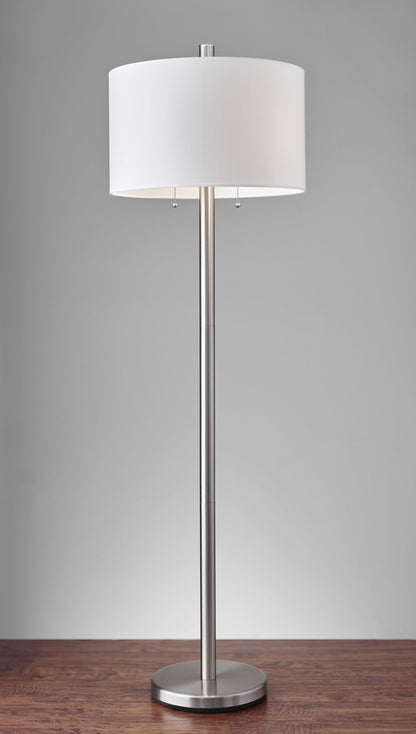 61" Two Light Traditional Shaped Floor Lamp With White Drum Shade