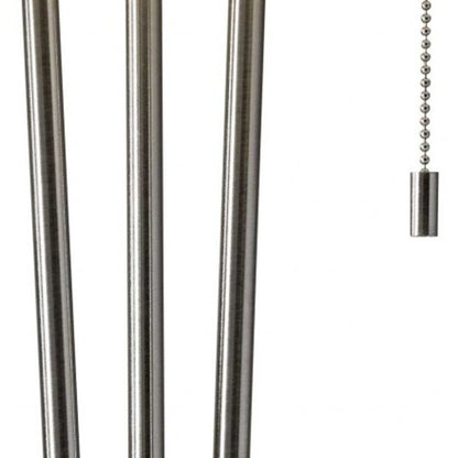 Stylish Triple Pole Brushed Steel Metal Table Lamp