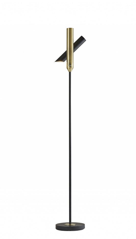 Torchère à LED en métal noir 13,5" x 13,5" x 68"