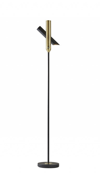 Torchère à LED en métal noir 13,5" x 13,5" x 68"