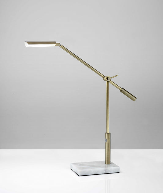 Lampe de bureau à LED élégante en métal laiton réglable et à intensité variable