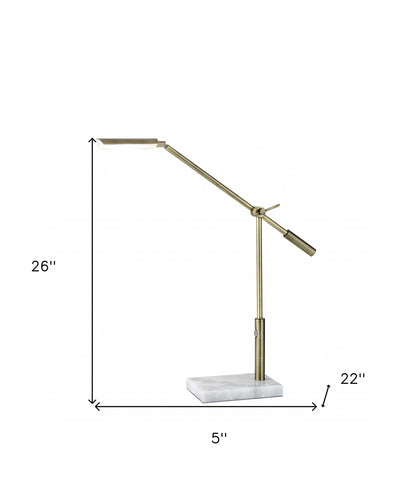 Lampe de bureau à LED élégante en métal laiton réglable et à intensité variable