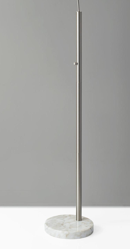 74" Brass Arc Floor Lamp With Off White Solid Color Drum Shade