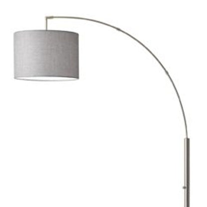 74" Brass Arc Floor Lamp With Off White Solid Color Drum Shade