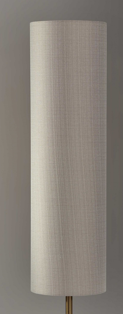 59" Brass And Wood Textured Cylinder Beige Floor Lamp