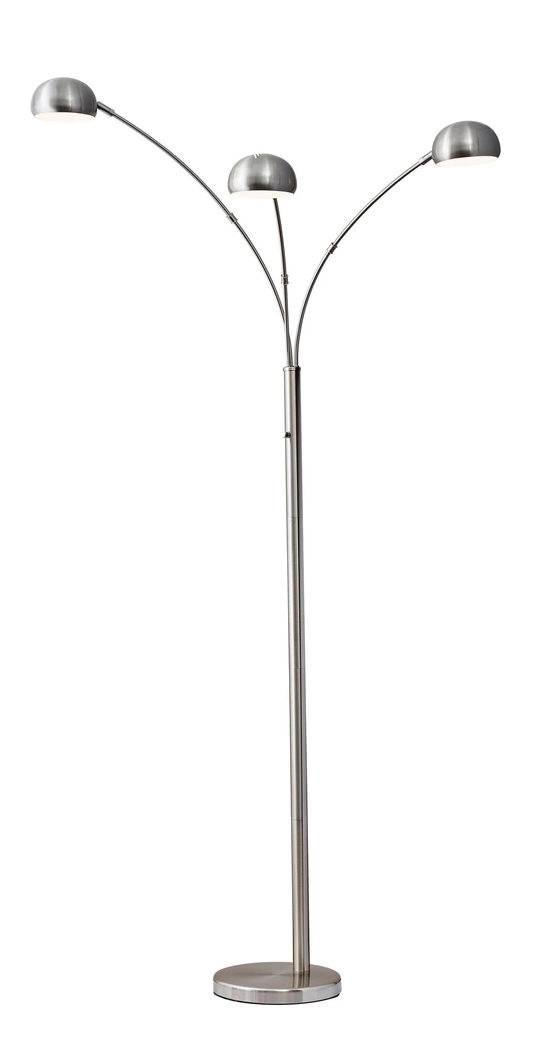 84" Steel Three Light Tree Floor Lamp With Silver Metal Bell Shades