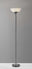 Modern Black Nickel Thick Pole Torchiere Floor Lamp