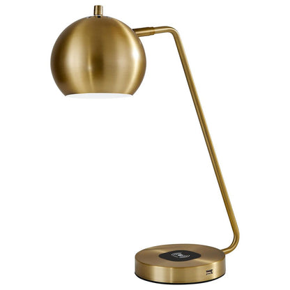 Lampe de bureau en métal doré de 21 po avec abat-jour doré