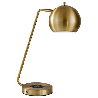 Lampe de bureau en métal doré de 21 po avec abat-jour doré