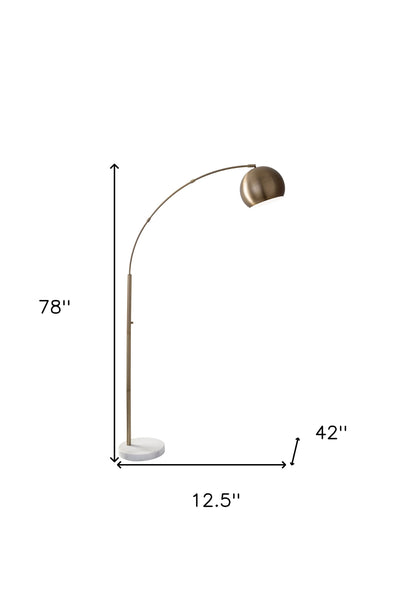 78" Steel Arc Floor Lamp With Silver Solid Color Bowl Shade