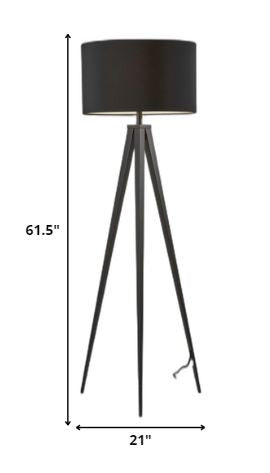 60" Tripod Floor Lamp With White Drum Shade