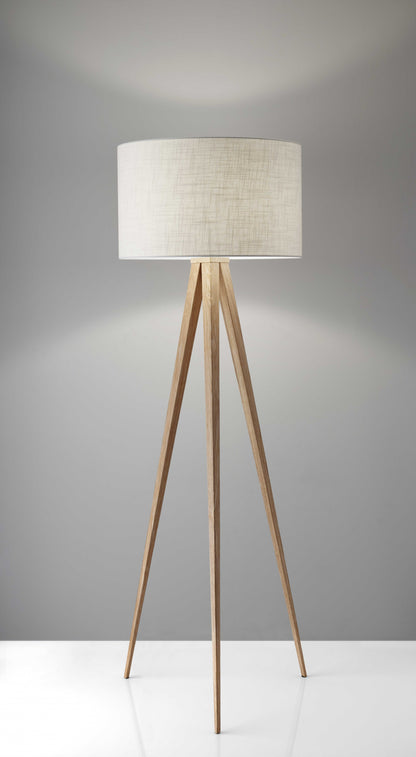 60" Tripod Floor Lamp With White Drum Shade