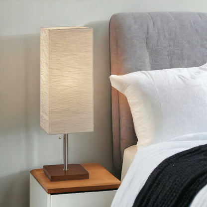 Wildside Paper Shade With Natural Wood Table Lamp