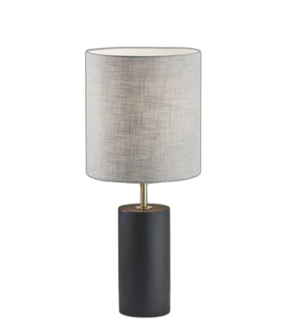 Black Wood Circular Block Table Lamp