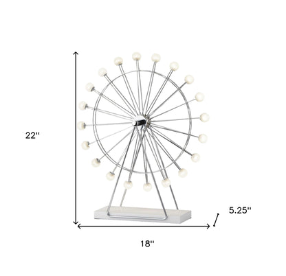 Lampe de chevet à DEL en métal blanc cassé de 22 po avec abat-jour globe blanc cassé