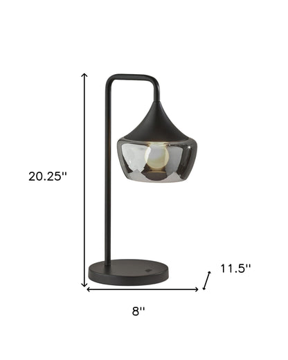 Lampe de table en métal noir et verre fumé Gnome