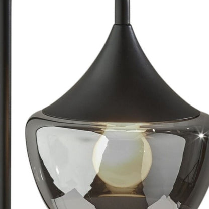 Lampe de table en métal noir et verre fumé Gnome