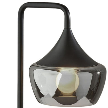 Lampe de table en métal noir et verre fumé Gnome