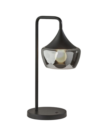 Lampe de table en métal noir et verre fumé Gnome