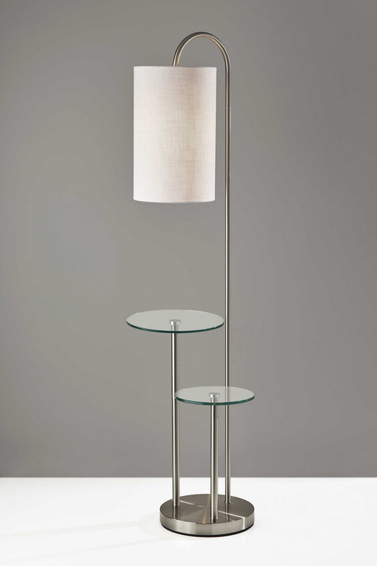 66" Tray Table Floor Lamp With White Drum Shade