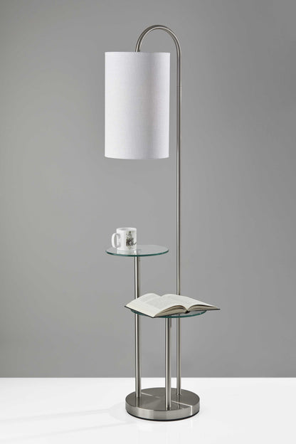 66" Tray Table Floor Lamp With White Drum Shade