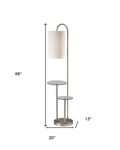 66" Tray Table Floor Lamp With White Drum Shade