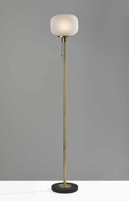 Lampadaire torchère noir de 65 po avec abat-jour globe blanc