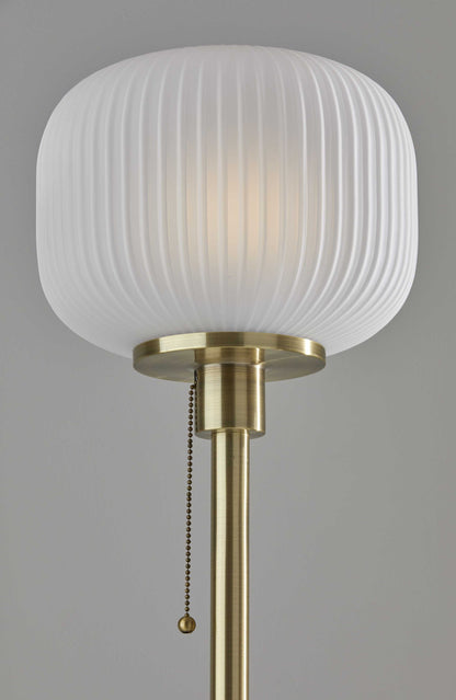 Lampadaire torchère noir de 65 po avec abat-jour globe blanc