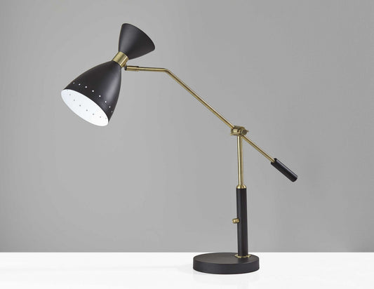 Lampe de bureau réglable en métal noir Brass Cinch