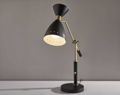 Lampe de bureau réglable en métal noir Brass Cinch