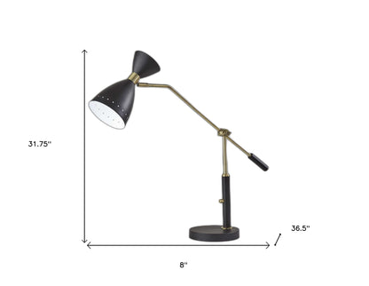 Lampe de bureau réglable en métal noir Brass Cinch