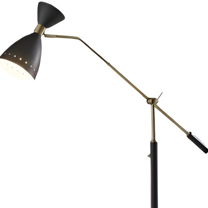 66" Black Adjustable Task Floor Lamp With Black Metal Cone Shade