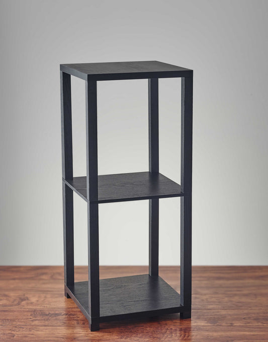 28" Black Square End Table With Two Shelves