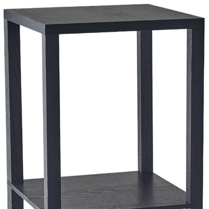 28" Black Square End Table With Two Shelves