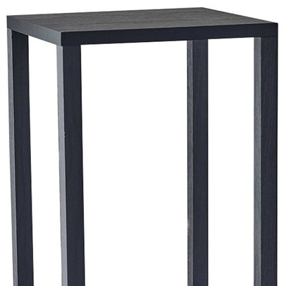 Table d'appoint carrée en bois massif noir de 35 po avec deux étagères