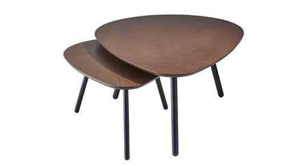 Tables gigognes rondes en bois massif noir et marron de 17 po