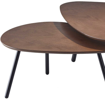 Tables gigognes rondes en bois massif noir et marron de 17 po