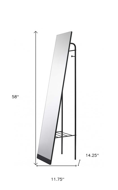 Miroir rectangulaire noir en métal sur pied