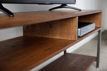 60" Brown Wood Open Shelving TV Stand