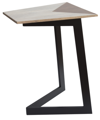 Table d'appoint en bois massif noir et marron de 28 po