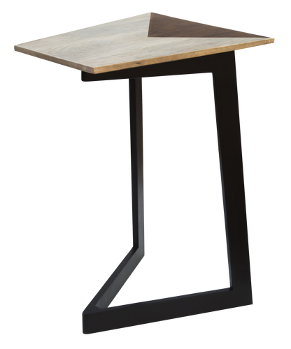 Table d'appoint en bois massif noir et marron de 28 po